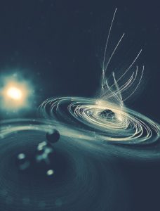 Лазерният импулс отстранява толкова много електрони от йодния атом, че той се превръща в нещо като електромагнитна черна дупка. Източник: DESY/Science Communication Lab