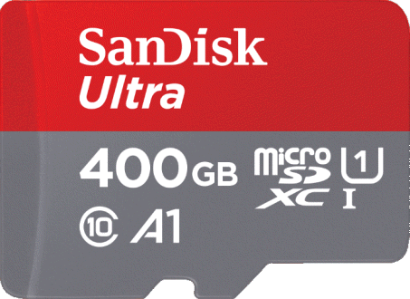 изображение на новата карта памет SanDisk MicroSD 400 GB.