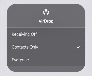 настройка на AirDrop, Contacts Only