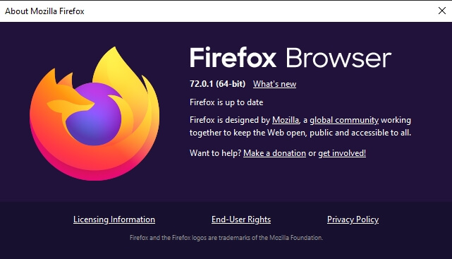 версията на Firefox, която елиминира критичната уязвимост - CVE-2019-17026