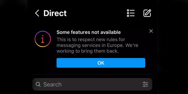 Някои функции на Messenger и Instagram в Европа не работят